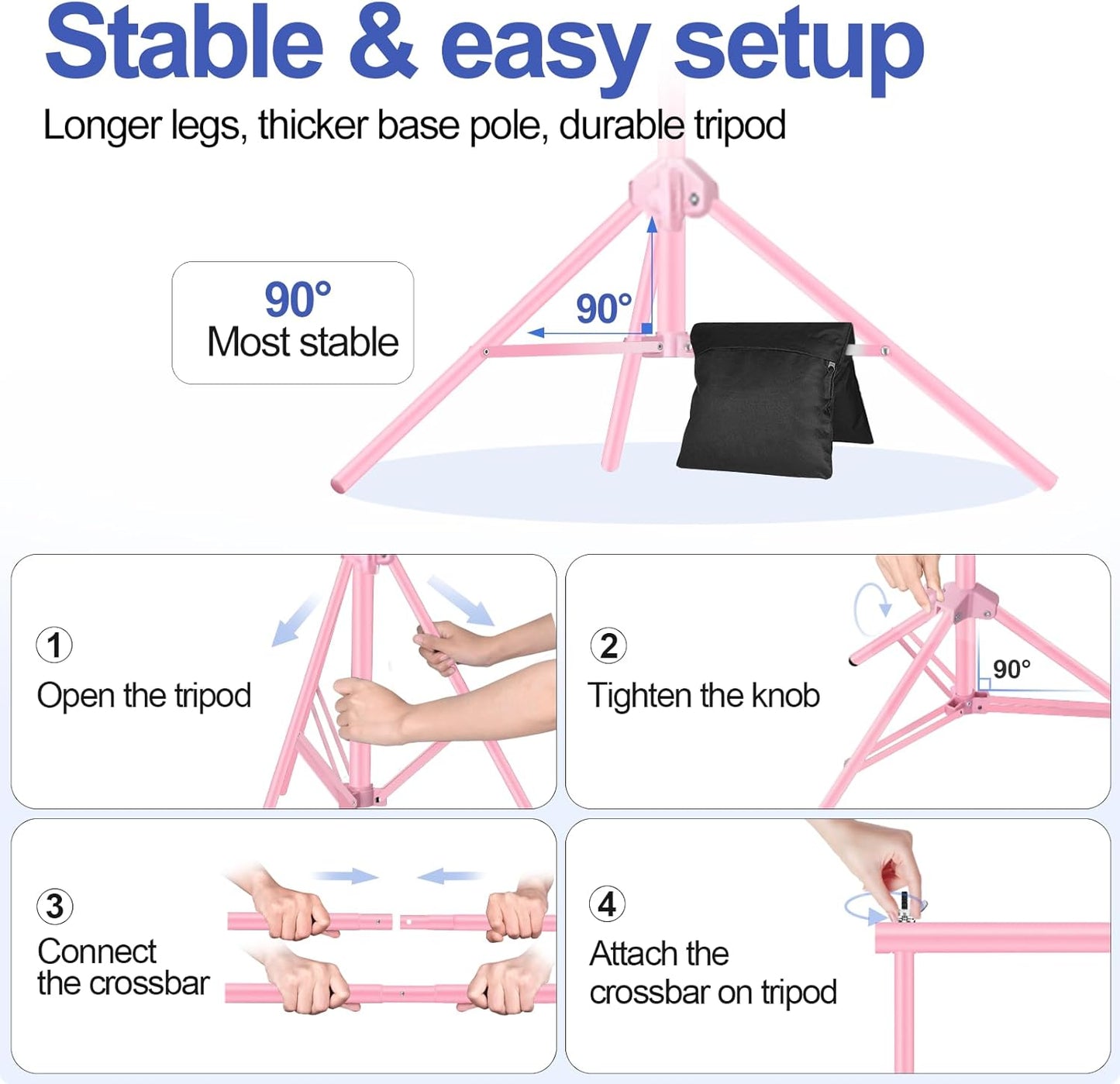 EMART Backdrop Stand 10x7ft(WxH) Photo Studio Adjustable Background Stand Support kit with 2 Crossbars, 8 Clamps, 2 Sandbags and Carry Bag for Parties, Events Decoration, Wedding, Photography -White