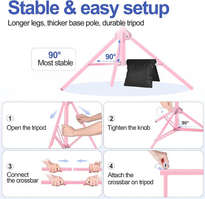 EMART Backdrop Stand 10x7ft(WxH) Photo Studio Adjustable Background Stand Support kit with 2 Crossbars, 8 Clamps, 2 Sandbags and Carry Bag for Parties, Events Decoration, Wedding, Photography -White