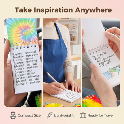 Koogel 24PCS Small Spiral Notebook, Blank Mini Pocket Journal Notebook for Kids Back to School, Tie Dye Style Journal Mini Memo Pads for Tie Dye Birthday Pastel Art Party Favors Gift Supplies