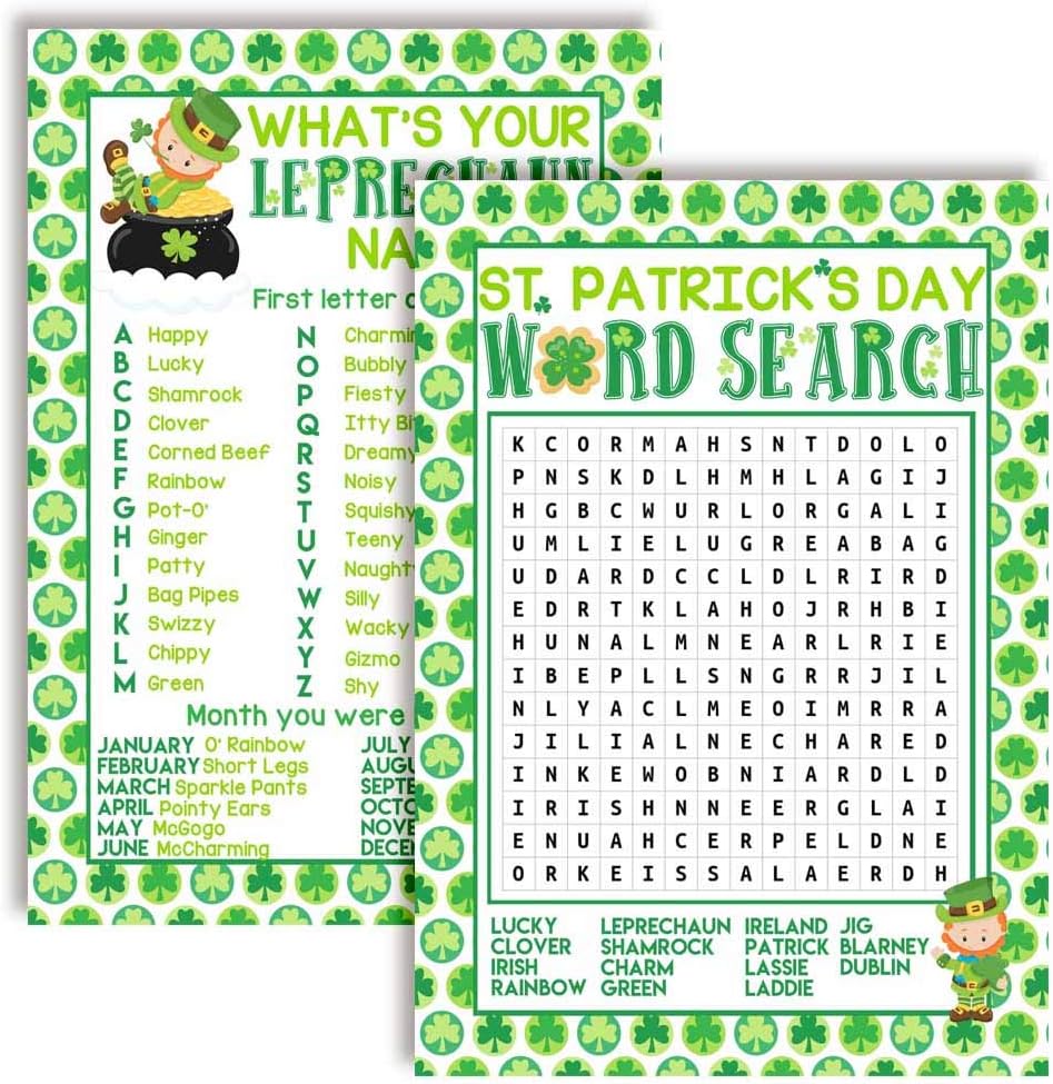 St. Patrick's Day Scavenger Hunt Word Scramble Holiday Fill In Game Cards, Ten 5" x 7" Fill In The Blank Cards by AmandaCreation