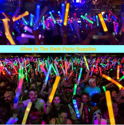 Glow Foam Sticks Bulk, 24 Pcs Red Giant LED Light Up Sticks 3 Modes Flashing Glowing Baton Wands Party Supplies for Wedding, Raves,Concert,Birthday,Christmas, Halloween,Sporting Events