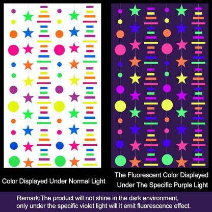 508ft UV Neon Paper Garland Crepe Streamers Glow in The Dark Party Supplies Garland Neon Party Decorations Streamers for Blacklight Reactive Fluorescent Wedding Birthday Party Decorations