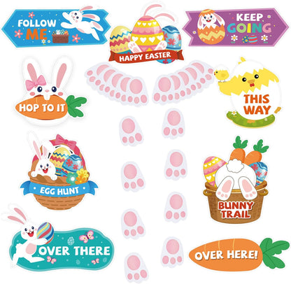 AhfuLife Easter Egg Scavenger Hunt Clue Cards for Family Friends, 27 Cards Set with Clues, Rules, Answers, Winner Cards for Easter Party Activities, Games Indoor, Easter Party Decorations Supplies