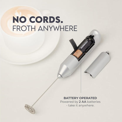 Zulay Kitchen Powerful Milk Frother AA Batteries Included – Ultra Fast Handheld Drink Mixer with Stainless Steel Whisk Stirrer for Coffee, Protein, Matcha & More, Frother Wand Electric Frothmate Black - Colors E