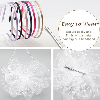 DRESHOW Fascinators Hat Flower Mesh Ribbons Feathers on a Headband and a Clip Tea Party Headwear for Girls and Women - Colors A