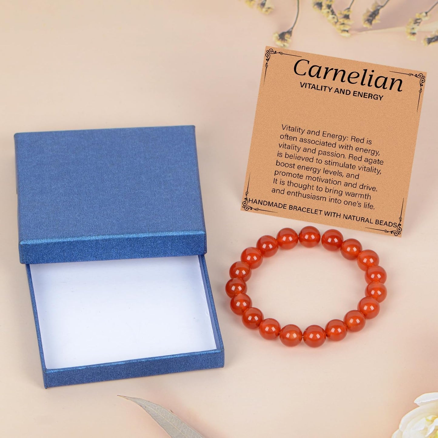LPBeads Handmade Natural Gemstone Stretch Elastic Bracelet Healing Crystal Round Stone Beads Jewelry Gifts for Women Men