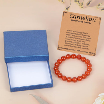 LPBeads Handmade Natural Gemstone Stretch Elastic Bracelet Healing Crystal Round Stone Beads Jewelry Gifts for Women Men