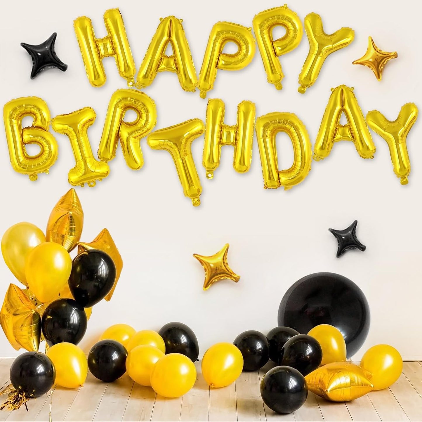 Happy Birthday Balloons Banner, Foil Balloon Personalized Name Letters Balloons Sign Birthday Party Decorations for Women Men Boys Girls Cream