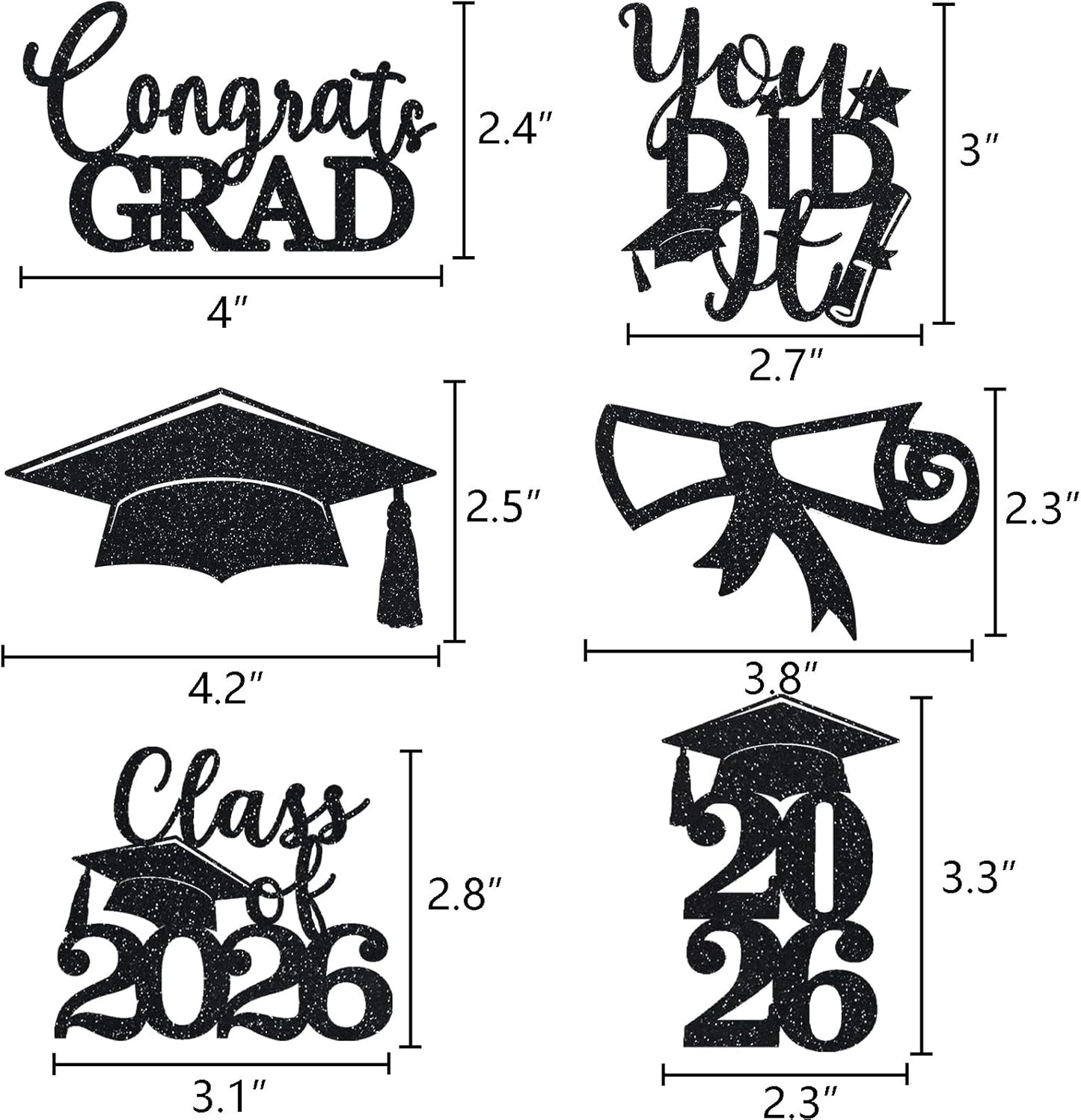 Graduation Centerpiece Sticks 24PCS Glitter Grad Picks Party Table Decor Senior High School College Sign Gold