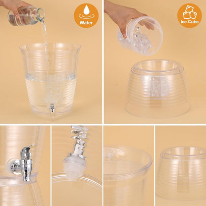 2 Pcs Beverage Dispenser with Spigot 2.7 Gallon/ 10L Plastic Drink Dispenser with Detachable Base Iced Juice Container Drink Dispenser Unbreakablefor Restaurants, Hotels, Parties