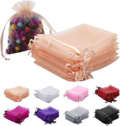 100pcs White Organza Bags 2x3 inch Sheer Drawstring Gift Bags Jewelry Pouches Wedding Party Christmas Favor Gift Bags, Little Mesh Gift Pouches Mini Candy Bags for Small Presents Earrings
