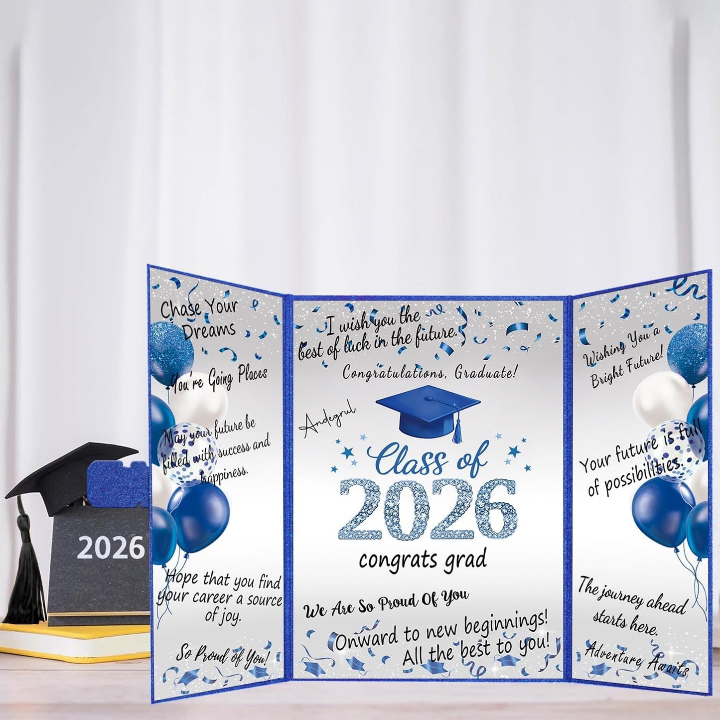 QIYANPAX Graduation Guest Book 2026, Blue and Gold Graduation Decorations Class of 2026, Graduation Signature Book, Congrats Grad Guest Book Alternative, Unique Graduation Gifts