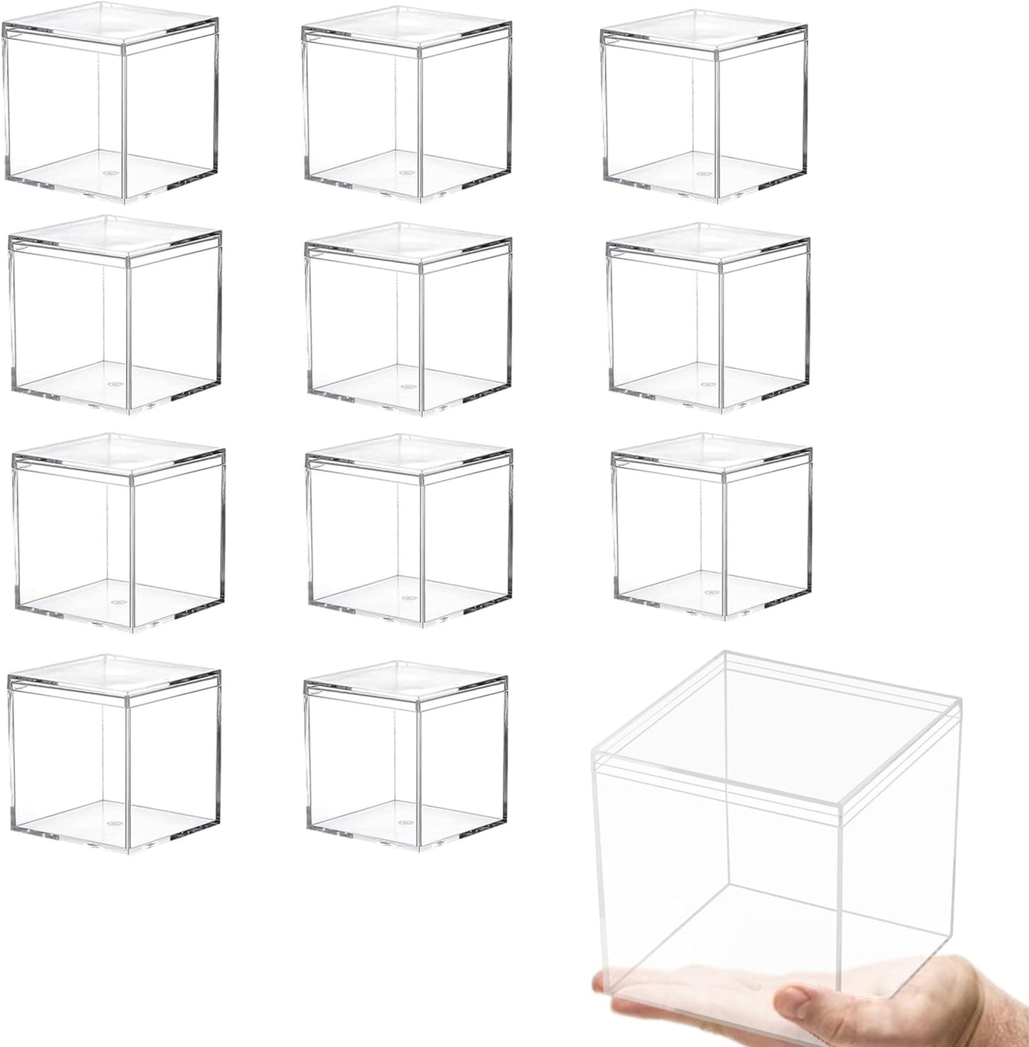 KissYou Acrylic Box Clear Boxes with Lid 12 Packs Small Candy Box Display Square Cube Wedding Graduation Party Decorations Jewlry Gift Box