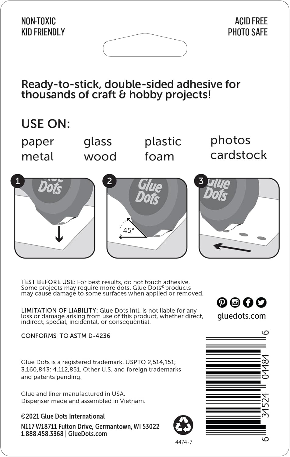Glue Dots, Craft Dots, Double-Sided, 1/2", .5 Inch, 200 Dots, DIY Craft Glue Tape, Sticky Adhesive Glue Points, Liquid Hot Glue Alternative, Clear