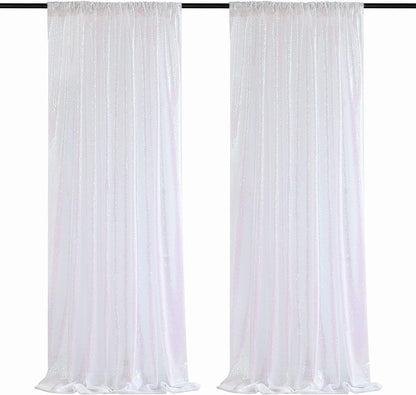 Poise3EHome Black Sequin Backdrop Curtains, 2 Panels 2FTx8FT Glitter Photo Booth Backdrop for Halloween Birthday Bachelorette Wednesday Twilight Party Decorations