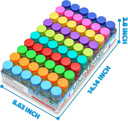 Bulk Neon Bubble Solution Bottles - Lid-Attached Wands, Party Favor Set in Display Box, 60 Pcs | Birthday Decor, Goody Bag Stuffers Supplies, Pinata Fillers, Carnival & Summer Outdoor Toy Gift for Kid