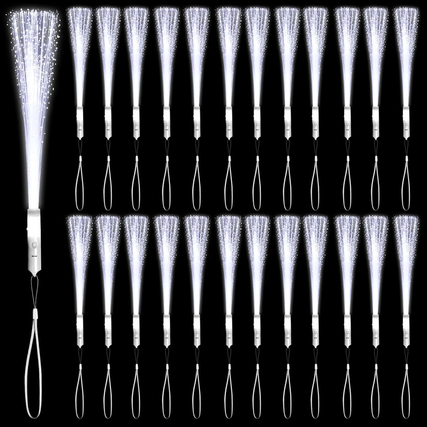 12 Pack Blue Glow Fiber Optic Wands Bulk Light Up Wand Glow Sticks with 3 Light Modes for Mardi Gras Carnival 4th of July Halloween Bar Concert Birthday Party Favors