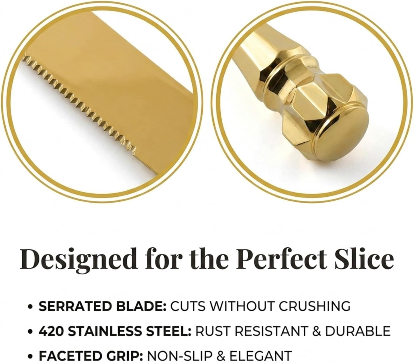 Homi styles Wedding Cake knife and Server Set | Elegant Rose Gold Color Premium 420 Stainless Steel plated Blades | Cake & Pie Serving Set for Wedding Cake, Birthdays, Anniversaries, Parties