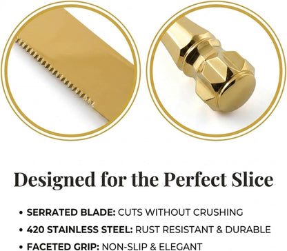 Homi styles Wedding Cake knife and Server Set | Elegant Rose Gold Color Premium 420 Stainless Steel plated Blades | Cake & Pie Serving Set for Wedding Cake, Birthdays, Anniversaries, Parties