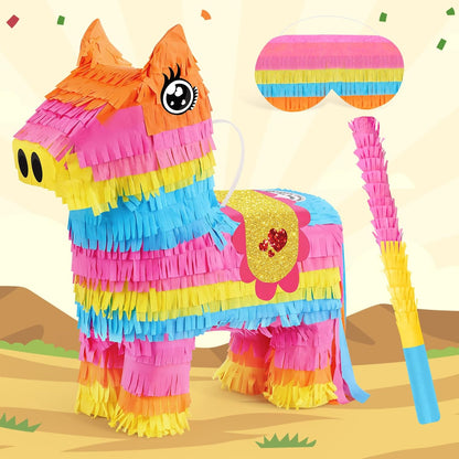 Dinosaur Pinata - Dinosaur Decorations with a Blindfold and Bat for Boys Girls Animal Themed Birthday Party Kids Classroom Game Decorations Supplies (15.7 x 11.4 x 3.1 Inches)