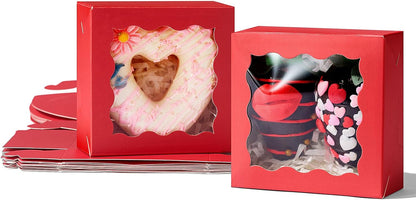 RomanticBaking 3 ¼" x 3 ¼" x 1 ½" 50PCS Chocolate Truffle Boxes for 4，Cookies Boxes Mini Bakery Boxes with Window for Brownie,Soap,Donut