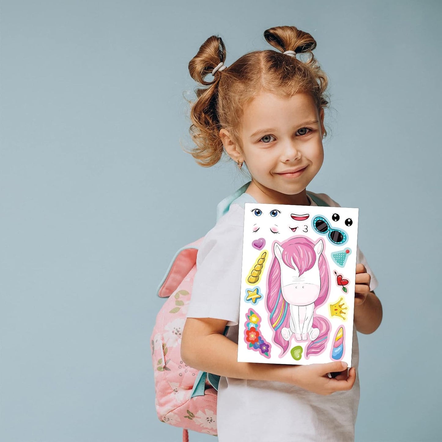 24 Sheets 8.27''×5.9'' Make Your Own Stickers for Kids Toddlers, Make a Face Stickers Mix and Match with Unicorns Dinosaur Horse and Sea Animals for Kids Party Favors Activities
