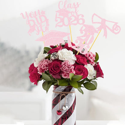 Graduation Centerpiece Sticks 24PCS Glitter Grad Picks Party Table Decor Senior High School College Sign Gold