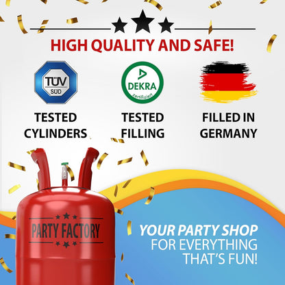 Party Factory Helium Tank, 7 cu.ft, Red - Fills up to 30 Balloons, Unisex, Occasion Type: Birthday, Bachelorette Party, Christmas, Wedding