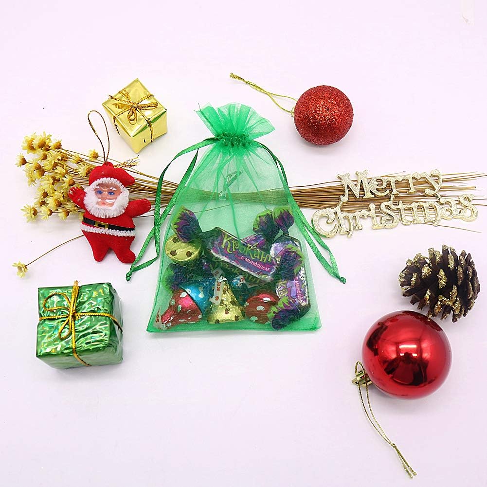 HRX Package 100pcs White Organza Bags, 4x6 inch Mesh Bags Drawstring Gift Bags Jewelry Pouches for Candy Wedding Favors Christmas