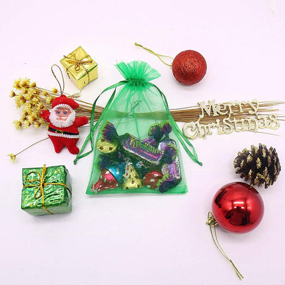 HRX Package 100pcs White Organza Bags, 4x6 inch Mesh Bags Drawstring Gift Bags Jewelry Pouches for Candy Wedding Favors Christmas