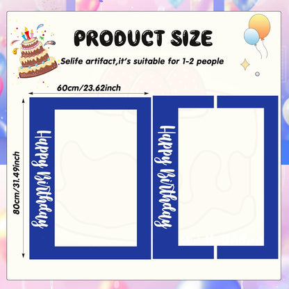 Beeveer 32 x 24 Inch Extra Large Happy Birthday Photo Booth Selfie Frame Props Picture DIY Cutouts Photo Backdrop Cardboard Props for Party Supplies Favors(Vertical,Shiny Gold)