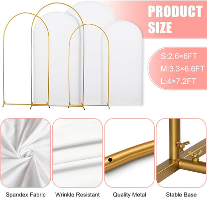 3-Piece Arch Cover Bundle – 7.2FT, 6.6FT & 6FT Stretch Spandex Backdrop Set – Wedding, Birthday & Photo Booth Arch Covers for Every Event