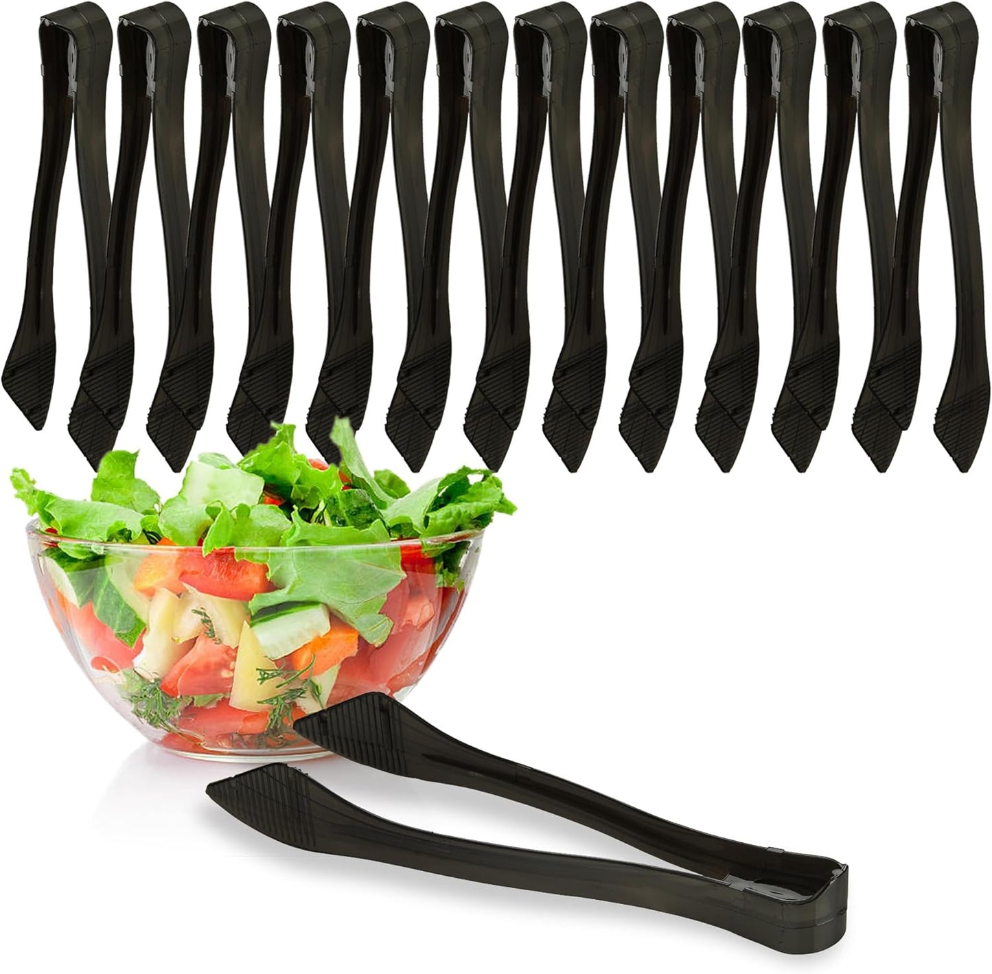 PARTY BARGAINS 8.5″ Clear Plastic Serving Tongs 12-Pack – Heavy-Duty Disposable & Reusable Kitchen Tongs for Parties BBQ Buffet Salad Appetizers Catering