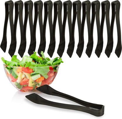PARTY BARGAINS 8.5″ Clear Plastic Serving Tongs 12-Pack – Heavy-Duty Disposable & Reusable Kitchen Tongs for Parties BBQ Buffet Salad Appetizers Catering