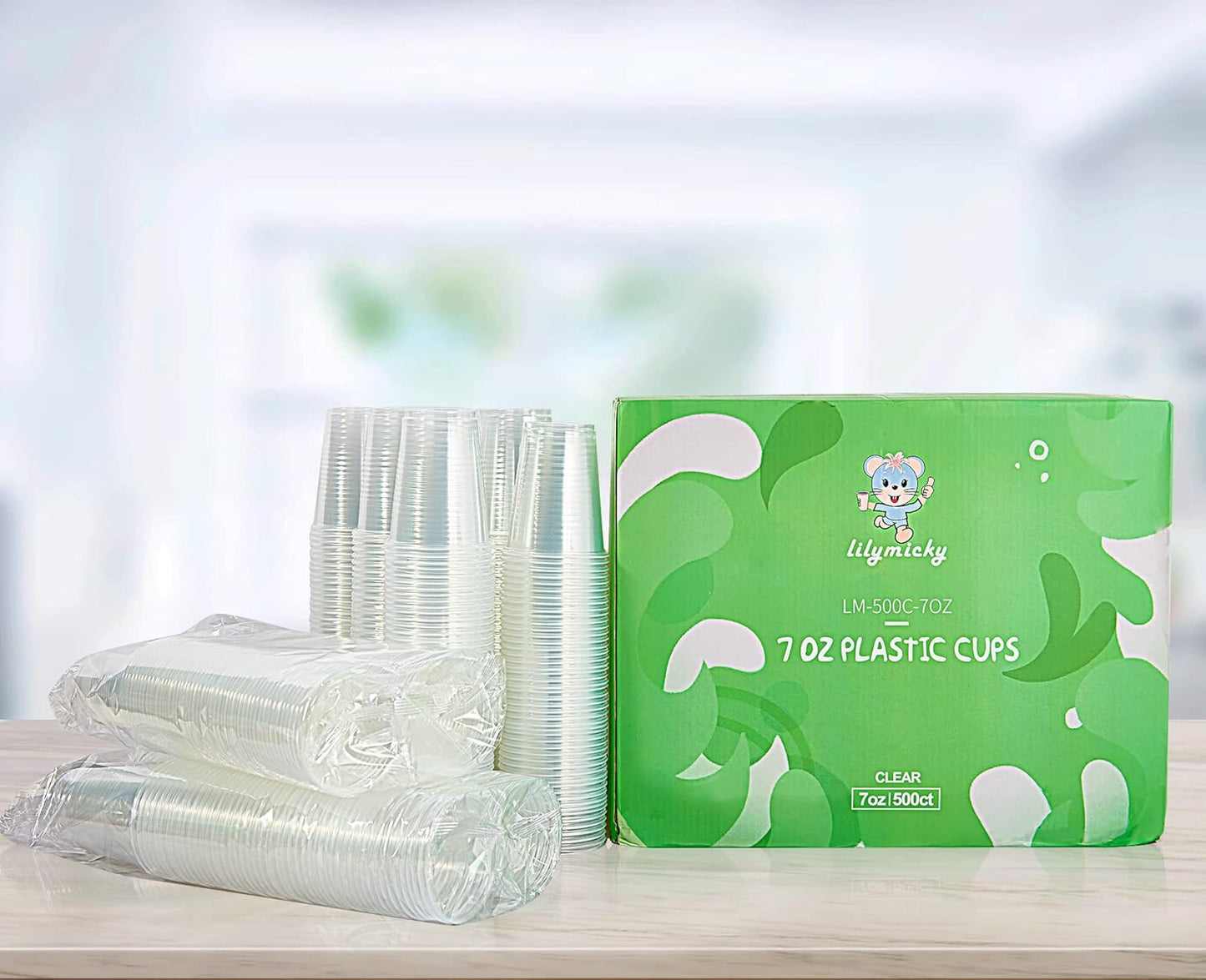 Lilymicky 500 Pack 9 oz Clear Plastic Cups, Disposable Drinking Cups, Plastic Party Cups for Birthday Parties, Picnics, Ceremonies, and Any Events