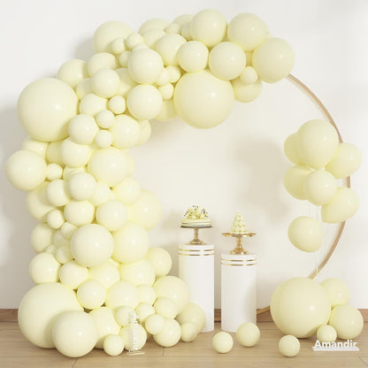 Amandir 153pcs White Sand Balloons Arch Garland Kit Different Sizes 18 12 10 5 Inch Cream Beige Sand White Latex Balloon for Birthday Boho Neutral Baby Shower Wedding Anniversary Party Decorations