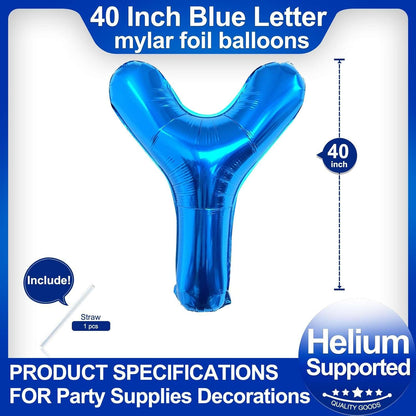 40 Inch Blue Letter A Balloons, DIY Phrase Foil Alphabet Letter A Balloons DIY Word A Banner for Birthday Anniversary Celebration Graduation Party Supplies Decoration