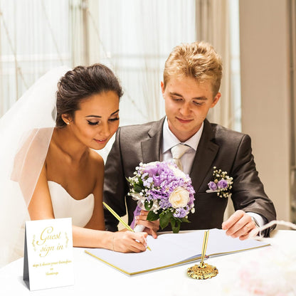 Wedding Guest Book with Pen and Table Cards, 9 x 9 Inch Guest Book Wedding Reception 50 Sheets Sign in Book Wedding Memory Book for Wedding Party Bridal or Baby Shower Guest Visitor (Elegant Style)