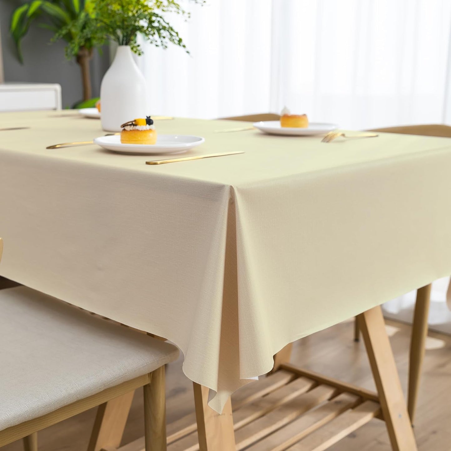 Rectangle Table Cloth,100% Waterproof Tablecloth Oil Proof Spill Proof Vinyl Table Cloth, Wipe Clean Plastic Table Cover for Dining, Camping, Indoor and Outdoor 52" x 70",Leaves