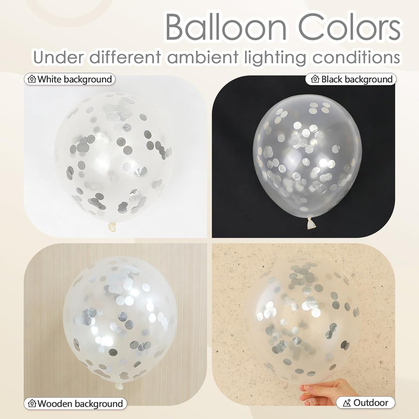 Silver Confetti Balloons 12 inch, Clear Latex Balloon 50pcs Party Balloons for Wedding Bridal Shower Engagement Graduation Birthday Party Decorations