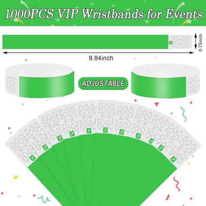 1000 Pcs Paper Wristbands for Events Waterproof Wrist Bands Lightweight Festival Identification Wristbands Neon Adhesive Event Wrist Band for Party