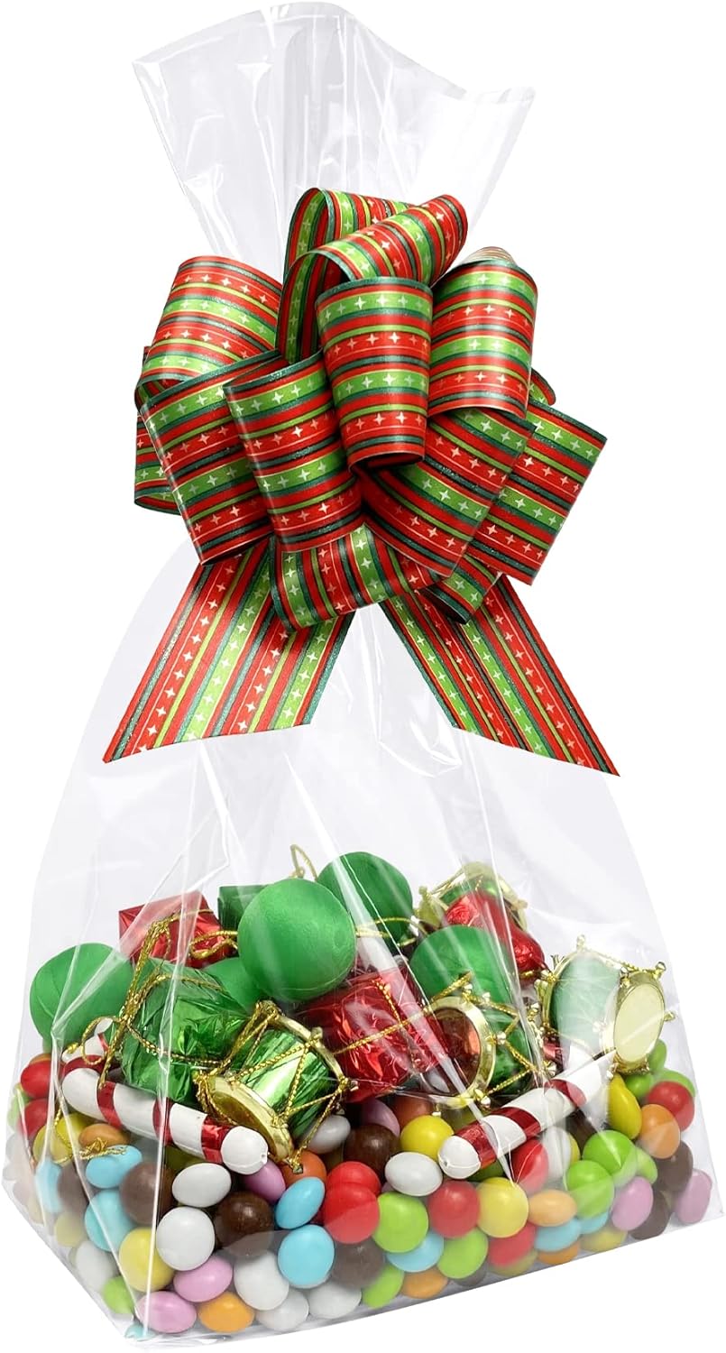Gusseted Flat Bottom Cellophane Bags with Paper Insert 50Pcs 4x2x8 Inches Smore Bags
