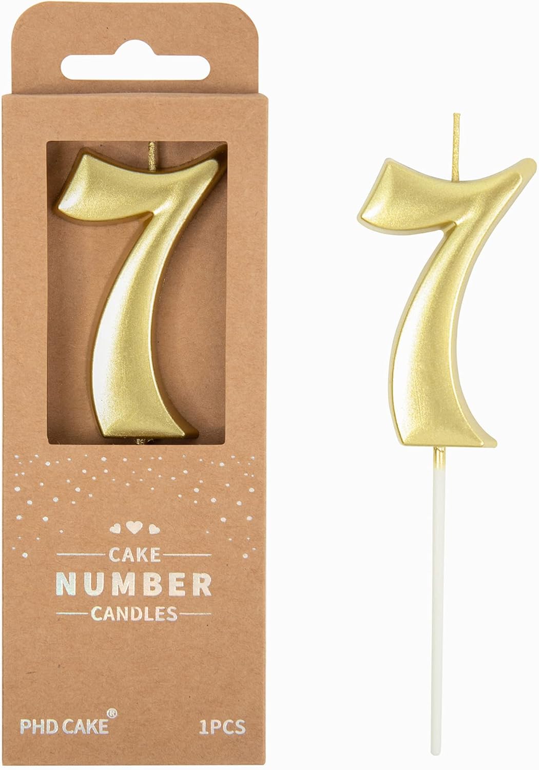 PHD CAKE 2.76 Inch Elegant Gold 1 Number Birthday Candles, Gold Number Candles, Cake Number Candles, Party Celebration