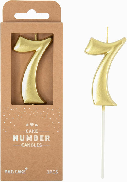 PHD CAKE 2.76 Inch Elegant Gold 1 Number Birthday Candles, Gold Number Candles, Cake Number Candles, Party Celebration