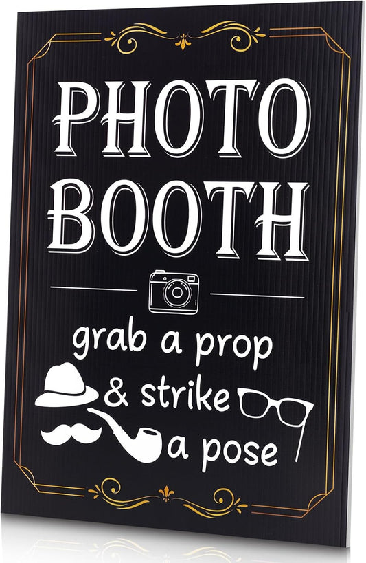 Happiness Photo Booth Sign with Stand Retro Background Table for Event Photography Props Desktop Decoration Party Supplies