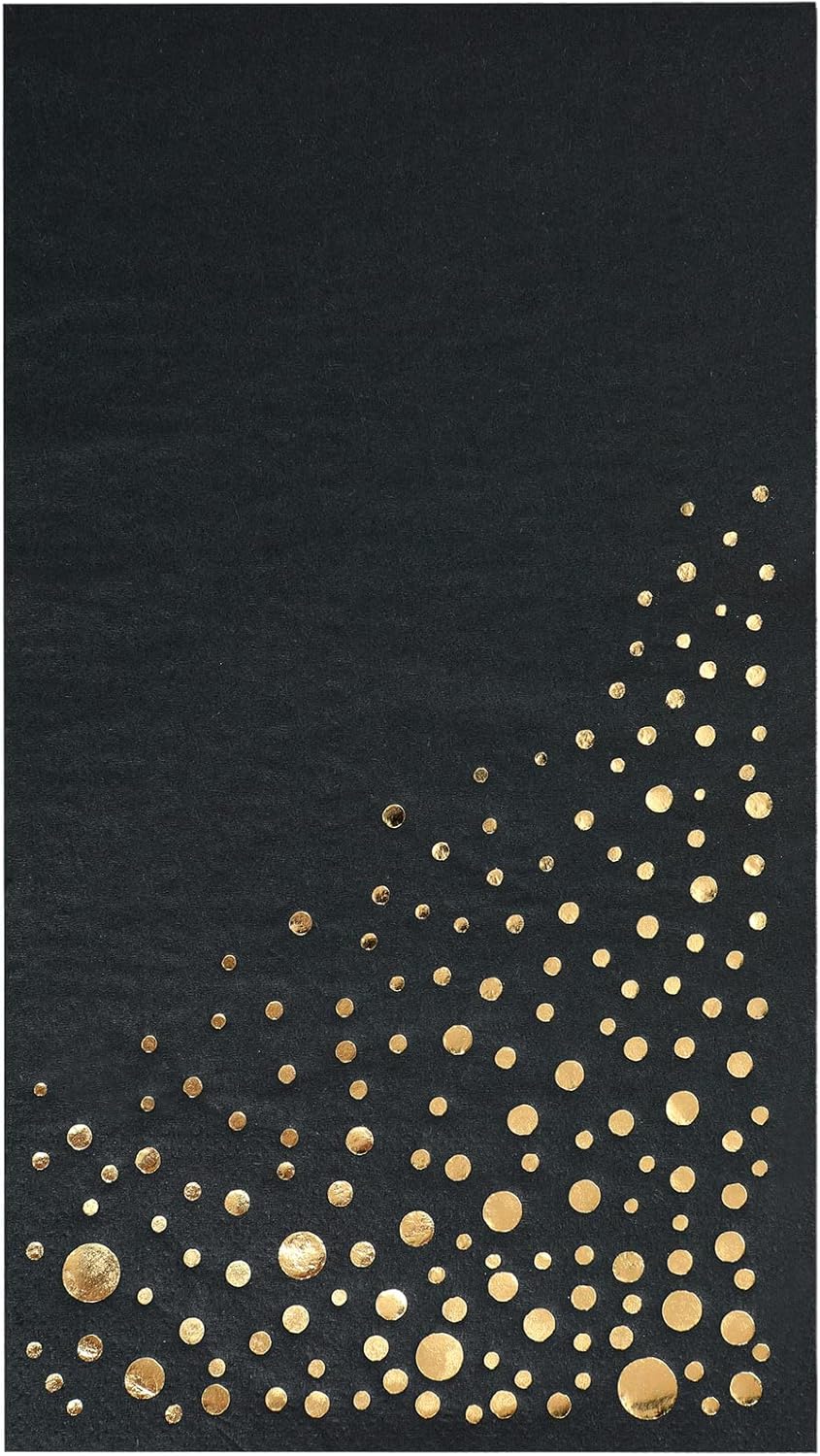 Stylish Gold Dinner Napkins, 100 White and Gold Napkins, Disposable Party Napkins, 7.5x4.25 Inch Wedding Napkins for Reception, 3-Ply Dinner Napkins, Disposable Napkins for Party, Gold Paper Napkins