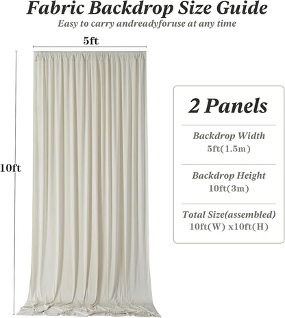 10 ft x 10 ft Wrinkle Free White Backdrop Curtains for Wedding Parties, Polyester Photography Backdrop Drapes for Birthday Parties Stage Backdrop Stand, 2 Panels 5x10FT Background Curtains