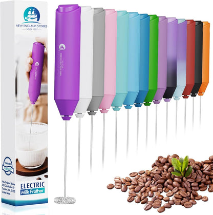Powerful Milk Frother Wand - Mini Handheld Milk Frother with Stainless Steel Whisk - Battery-Powered Drink Mixer for Coffee, Lattes, Cappuccinos, Matcha - Coffee Enthusiasts Gift - Black
