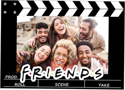 Friends Themed Photo Booth Props, 27.5 x 19.6 in Photo Booth Frame Friends Merchandise Party Decorations Supplies for Birthday, Graduation, Festivals, Anniversary, Wedding (Film Clapper Board Style)