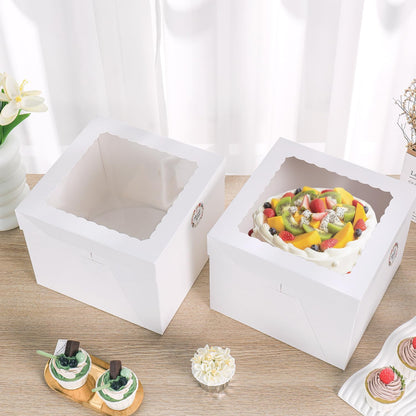 16pcs 8x8x8 Inches Cake Boxes,8pcs White Bakery Boxes with Window and 8pcs Boards,Cajas storage for 8 inch Cake box, Disposable Pie Box, Father's Day,Wedding, Birthday, Party